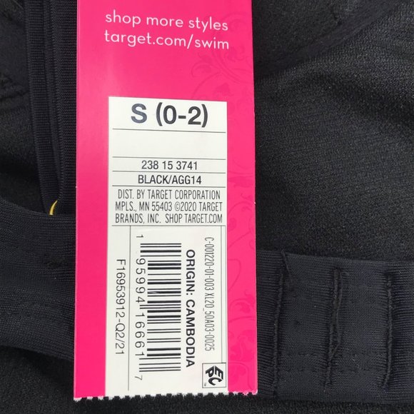 Xhilaration Junior's Size Small 0-2 Shirred Underwire One Piece Swim Suit Black - Picture 3 of 16